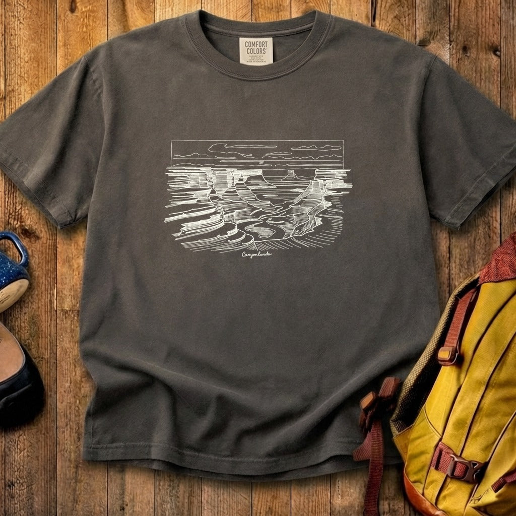 Canyonlands Line Drawing Cotton T-Shirt