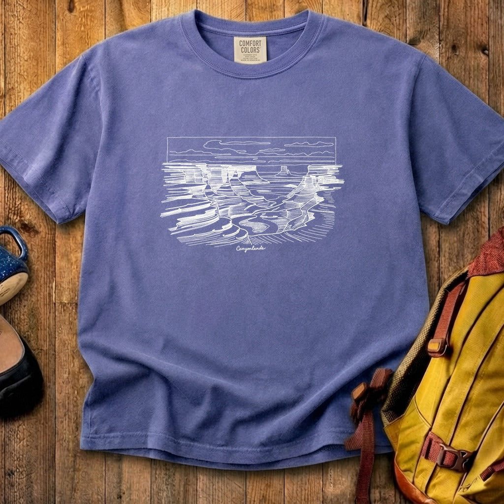 Canyonlands Line Drawing Cotton T-Shirt