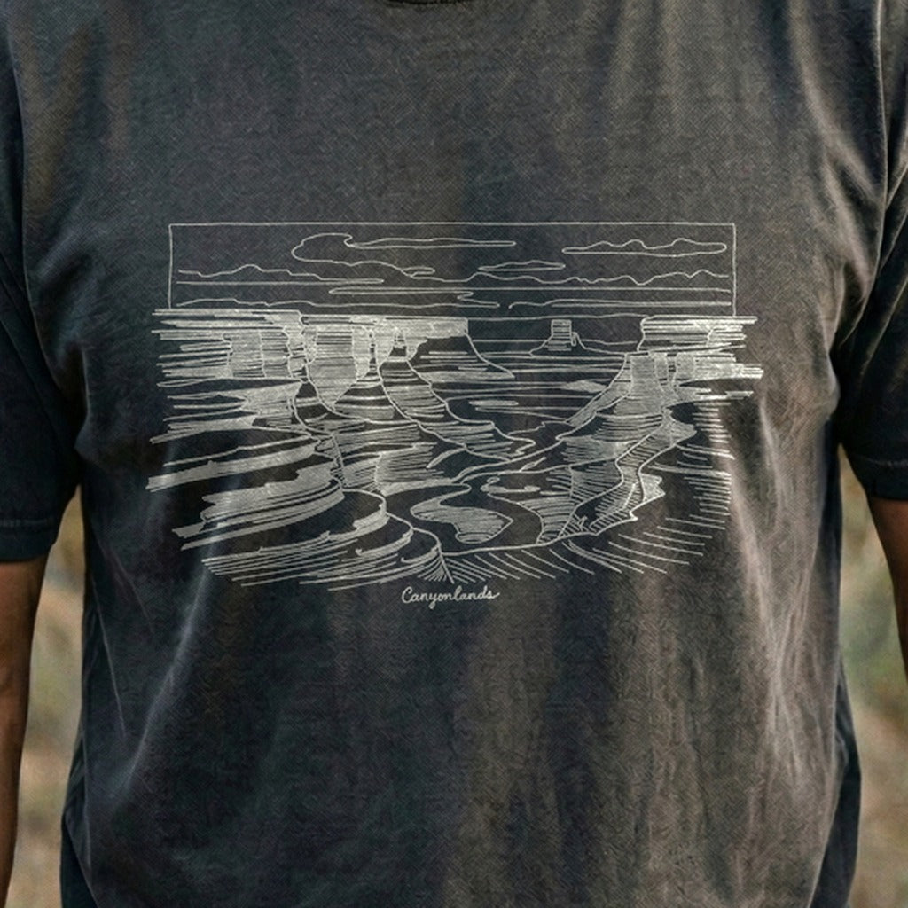 Canyonlands Line Drawing Cotton T-Shirt