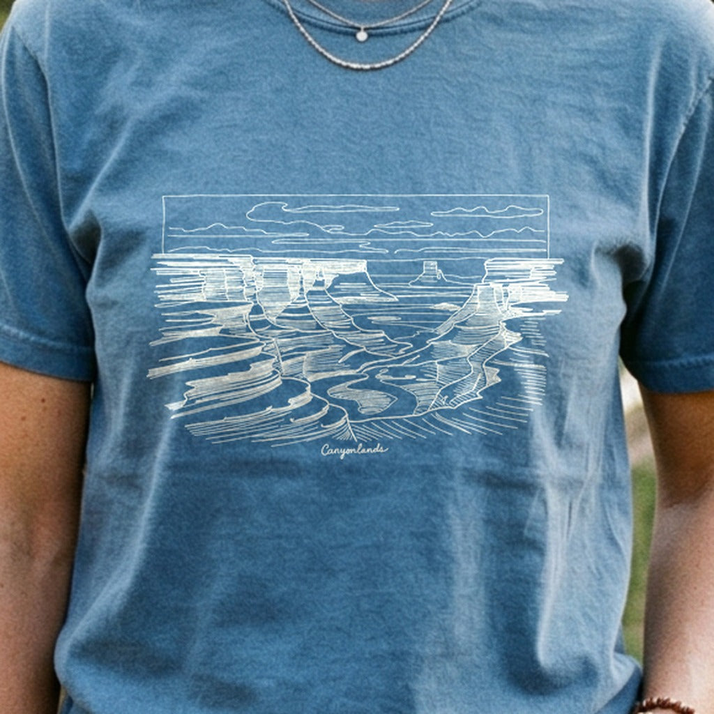 Canyonlands Line Drawing Cotton T-Shirt