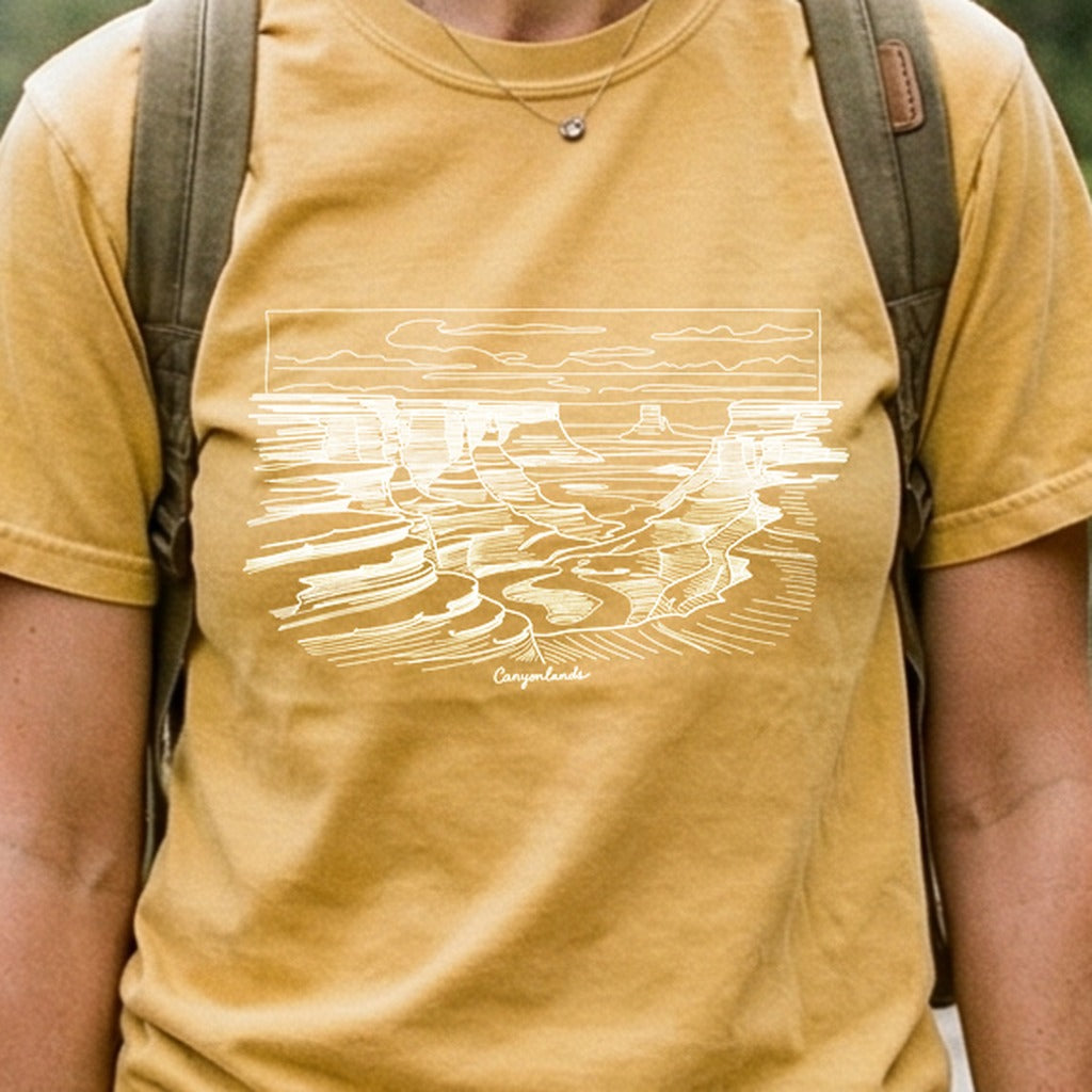 Canyonlands Line Drawing Cotton T-Shirt