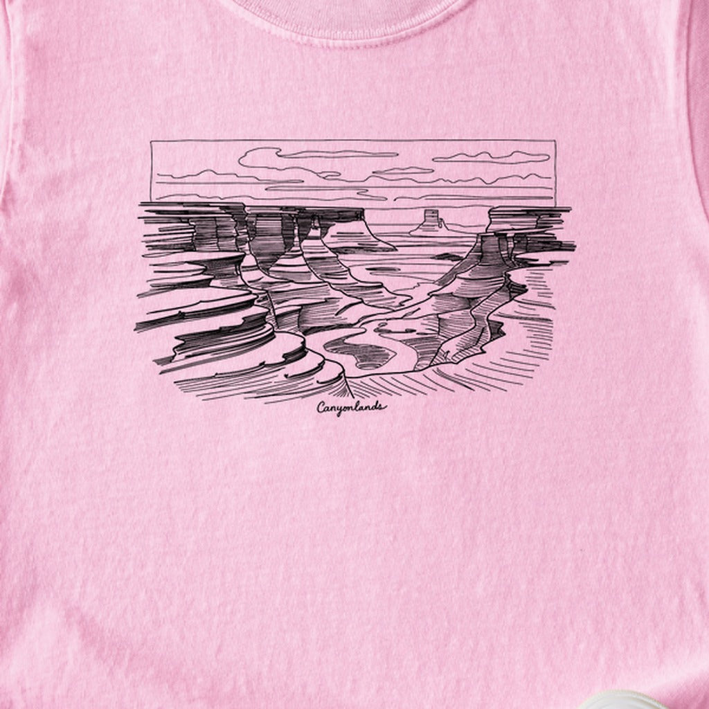 Canyonlands Line Drawing Kids Cotton T-Shirt