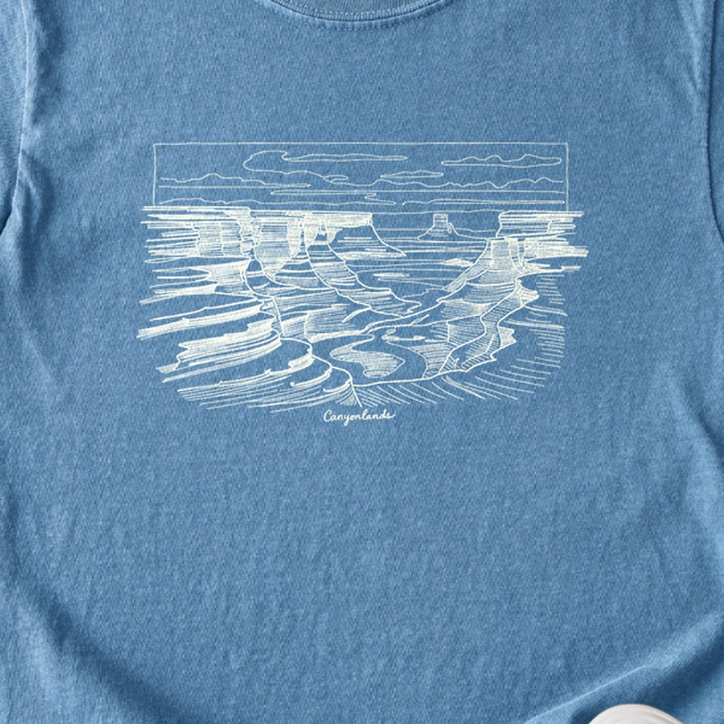 Canyonlands Line Drawing Kids Cotton T-Shirt