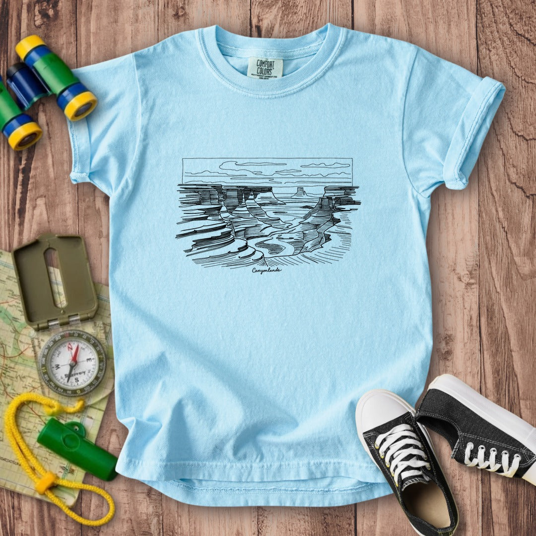 Canyonlands Line Drawing Kids Cotton T-Shirt