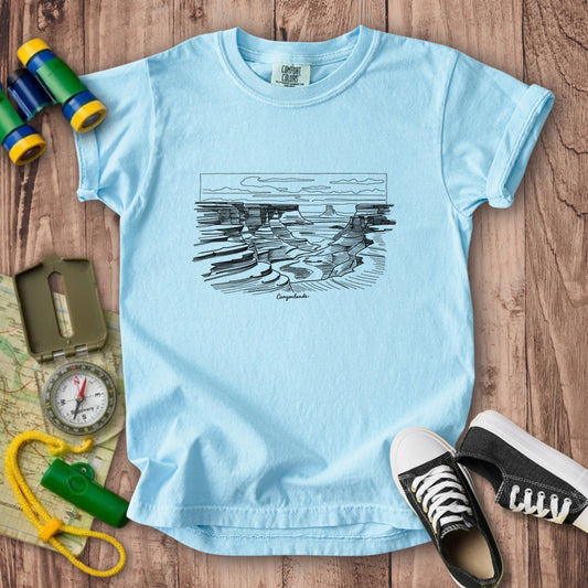 Canyonlands Line Drawing Kids Cotton T-Shirt