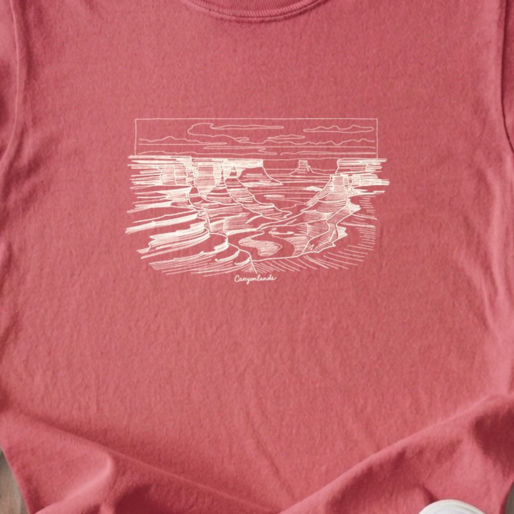 Canyonlands Line Drawing Kids Cotton T-Shirt