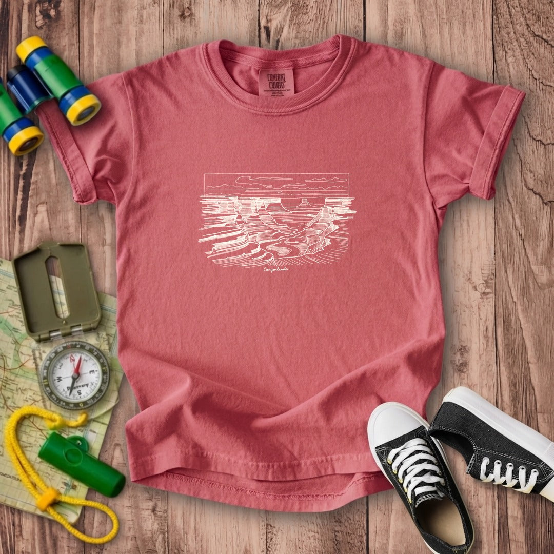 Canyonlands Line Drawing Kids Cotton T-Shirt