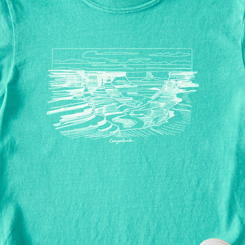 Canyonlands Line Drawing Kids Cotton T-Shirt