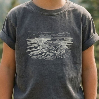 Canyonlands Line Drawing Kids Cotton T-Shirt