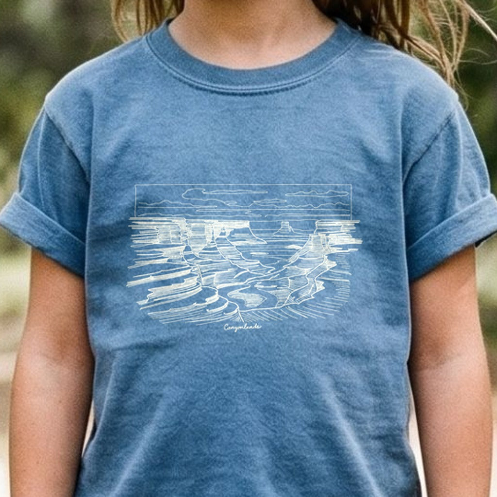 Canyonlands Line Drawing Kids Cotton T-Shirt