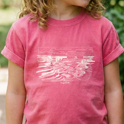 Canyonlands Line Drawing Kids Cotton T-Shirt