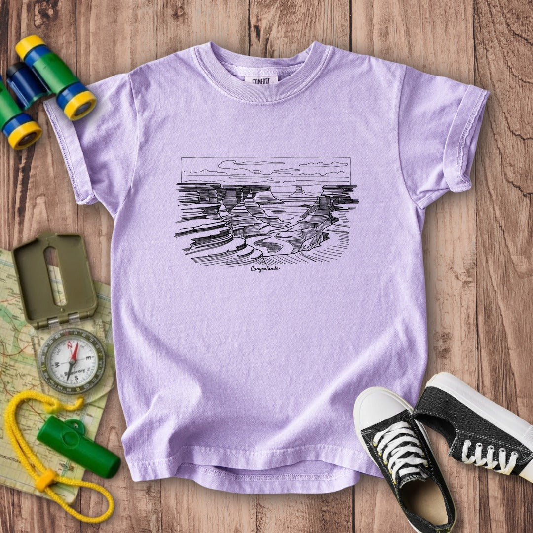 Canyonlands Line Drawing Kids Cotton T-Shirt
