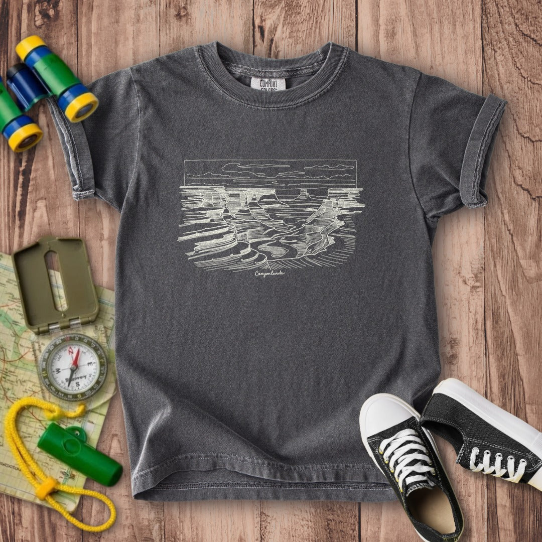Canyonlands Line Drawing Kids Cotton T-Shirt