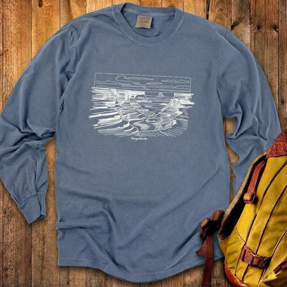 Canyonlands Line Drawing Cotton Long Sleeve