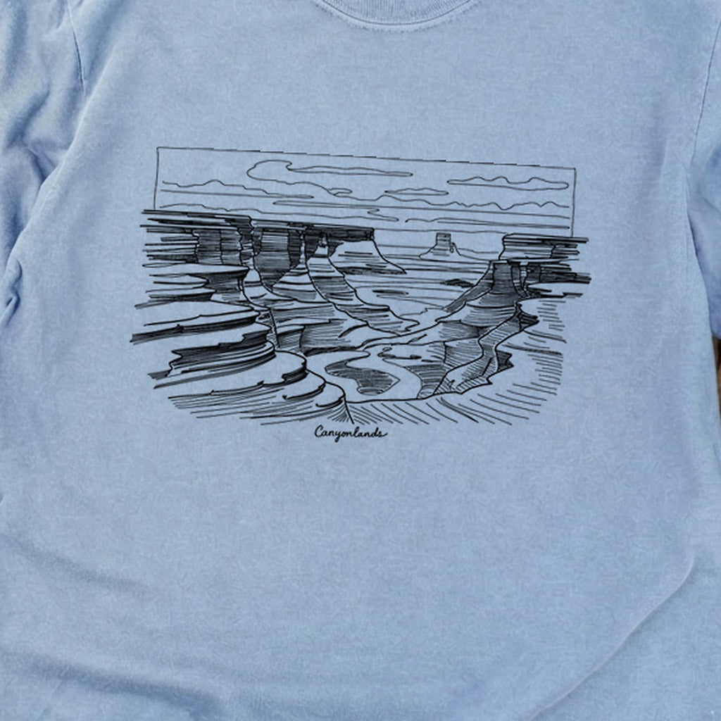 Canyonlands Line Drawing Cotton Long Sleeve