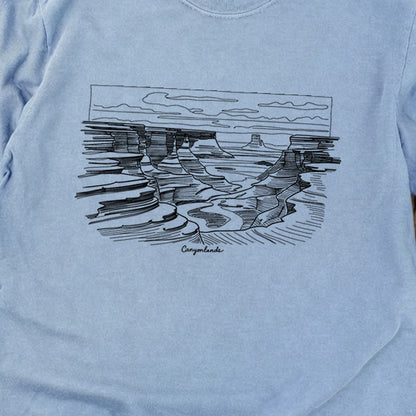 Canyonlands Line Drawing Cotton Long Sleeve
