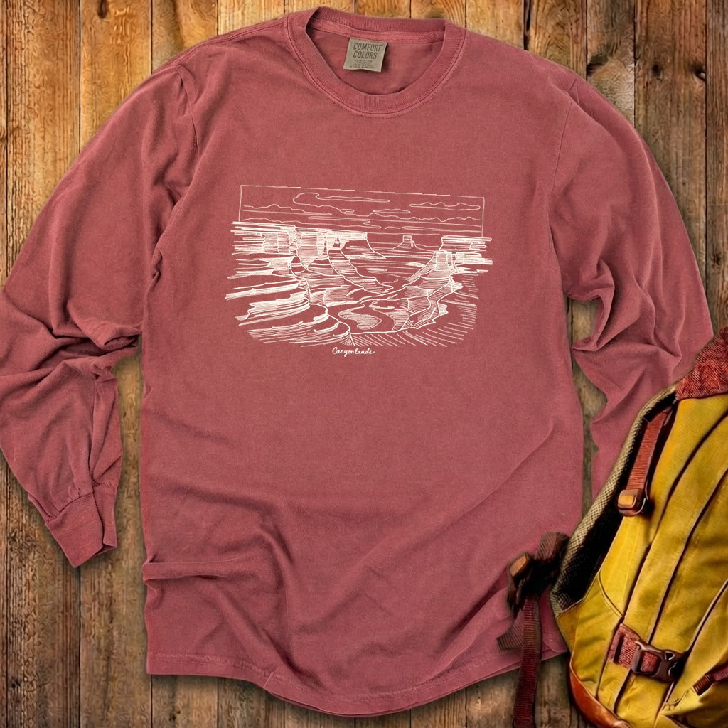 Canyonlands Line Drawing Cotton Long Sleeve