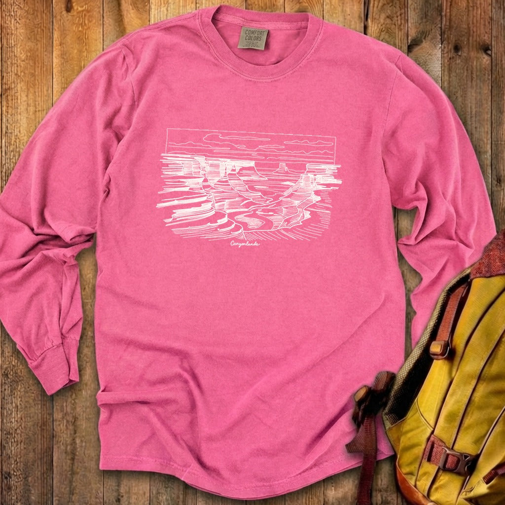 Canyonlands Line Drawing Cotton Long Sleeve