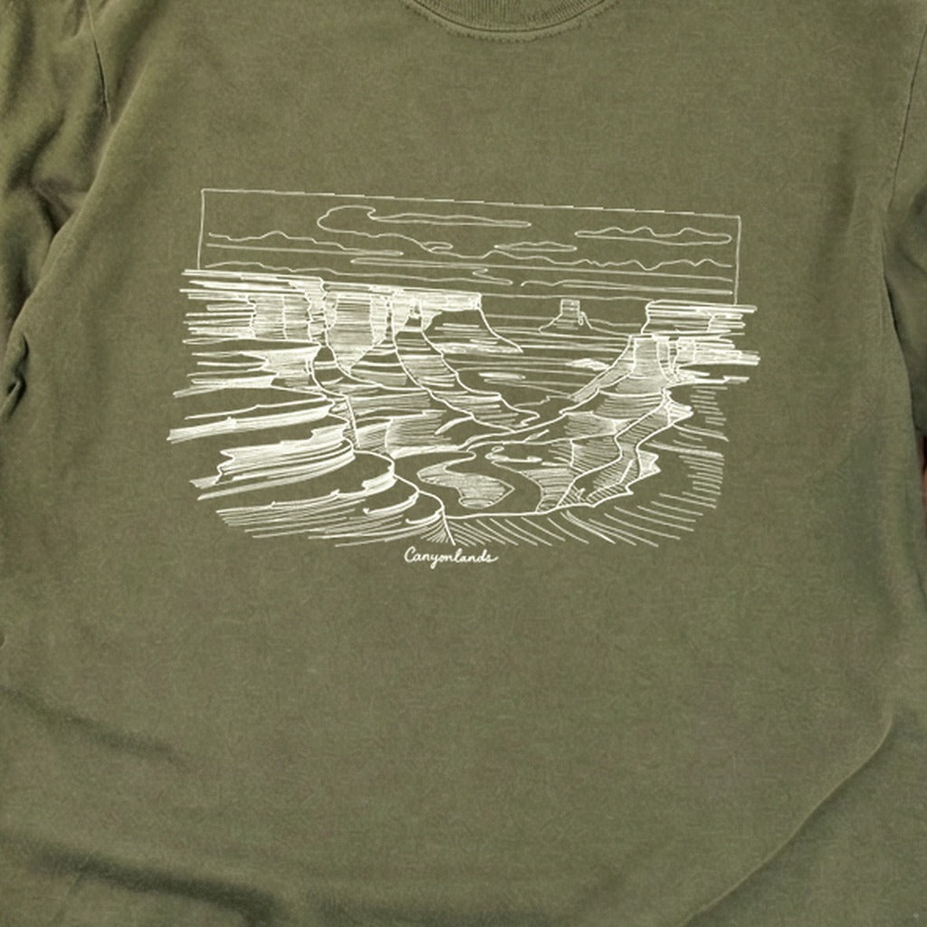 Canyonlands Line Drawing Cotton Long Sleeve