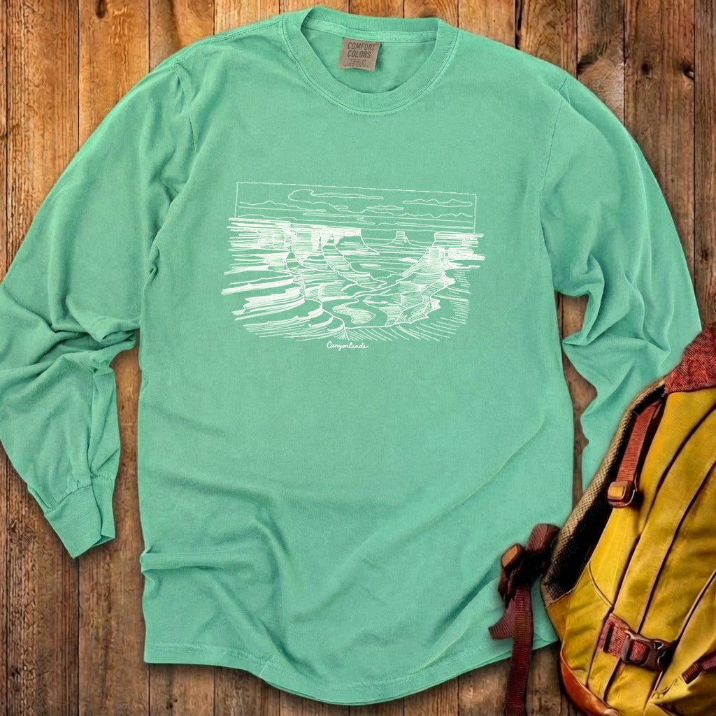 Canyonlands Line Drawing Cotton Long Sleeve