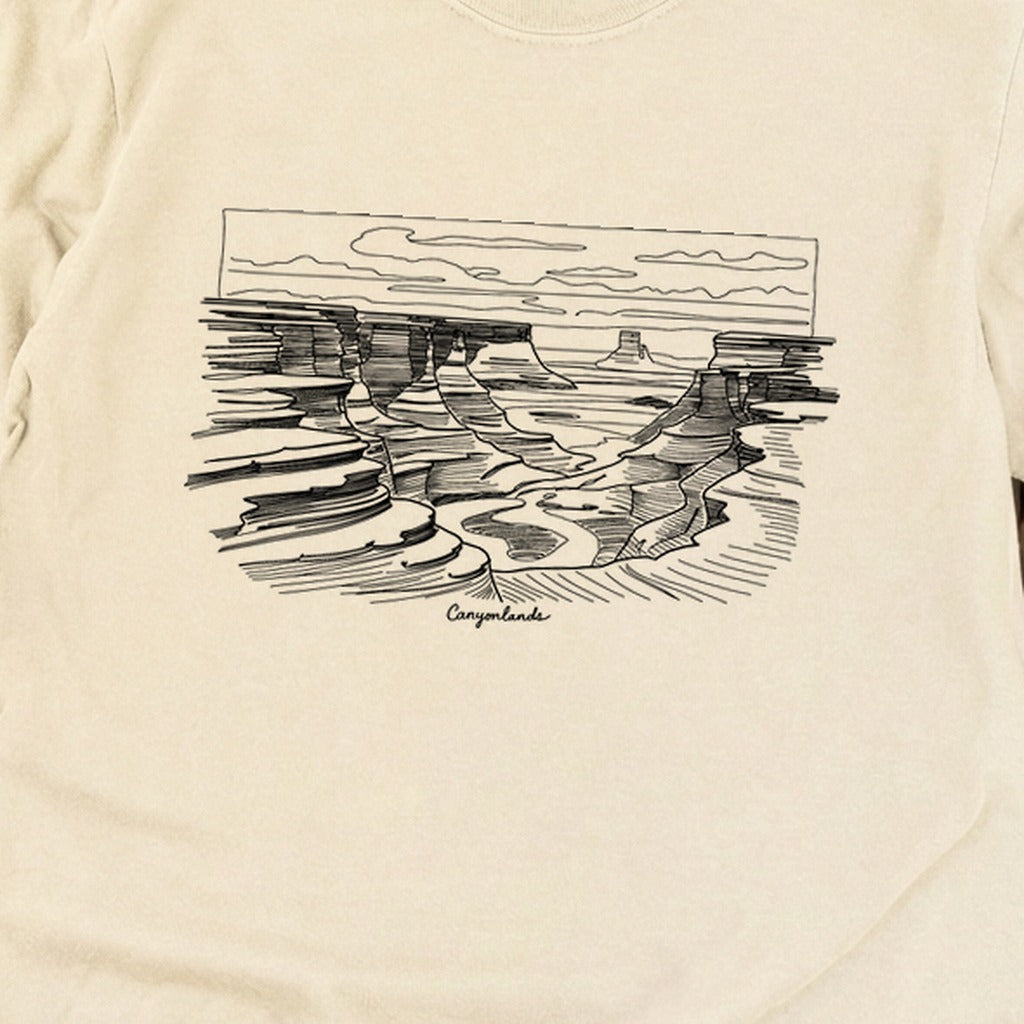 Canyonlands Line Drawing Cotton Long Sleeve