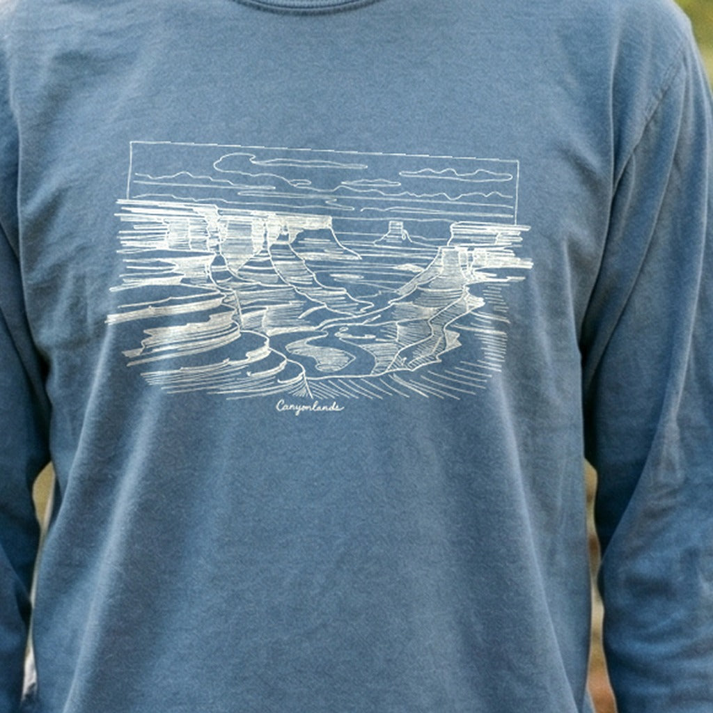 Canyonlands Line Drawing Cotton Long Sleeve
