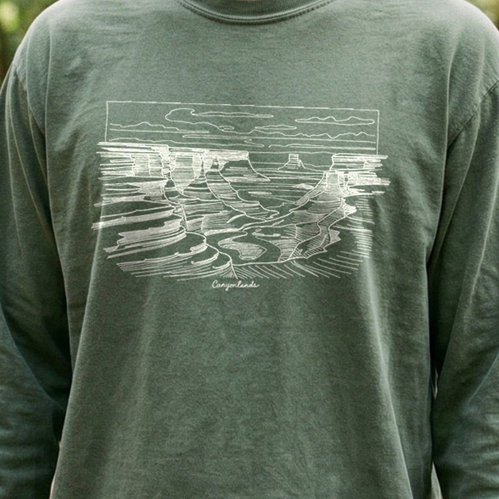 Canyonlands Line Drawing Cotton Long Sleeve