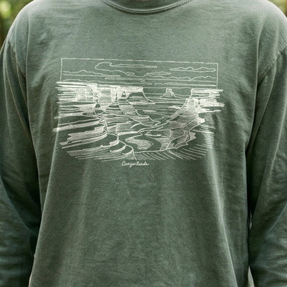 Canyonlands Line Drawing Cotton Long Sleeve