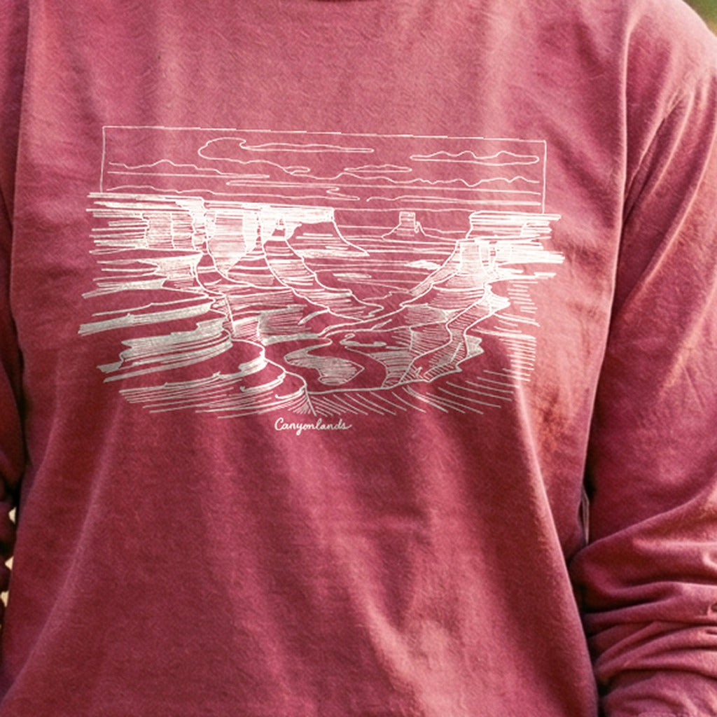 Canyonlands Line Drawing Cotton Long Sleeve