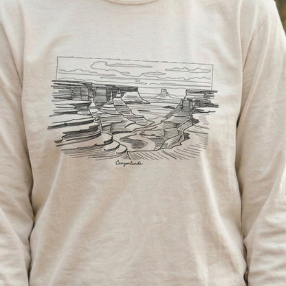 Canyonlands Line Drawing Cotton Long Sleeve