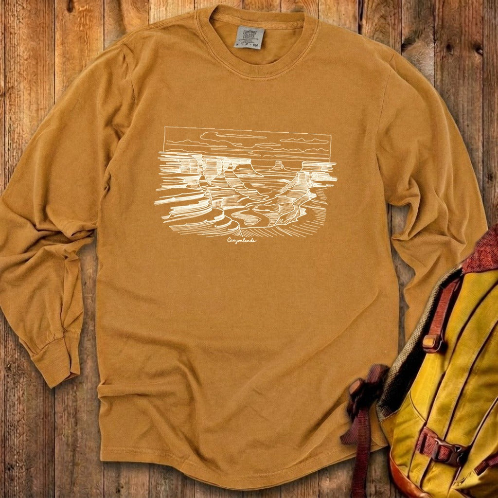 Canyonlands Line Drawing Cotton Long Sleeve