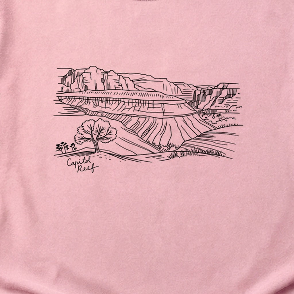 Capitol Reef Line Drawing Cotton T-Shirt