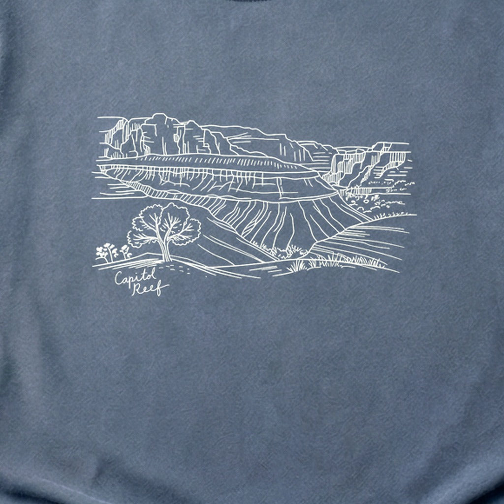 Capitol Reef Line Drawing Cotton T-Shirt