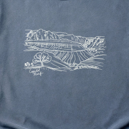 Capitol Reef Line Drawing Cotton T-Shirt