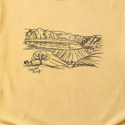 Capitol Reef Line Drawing Cotton T-Shirt