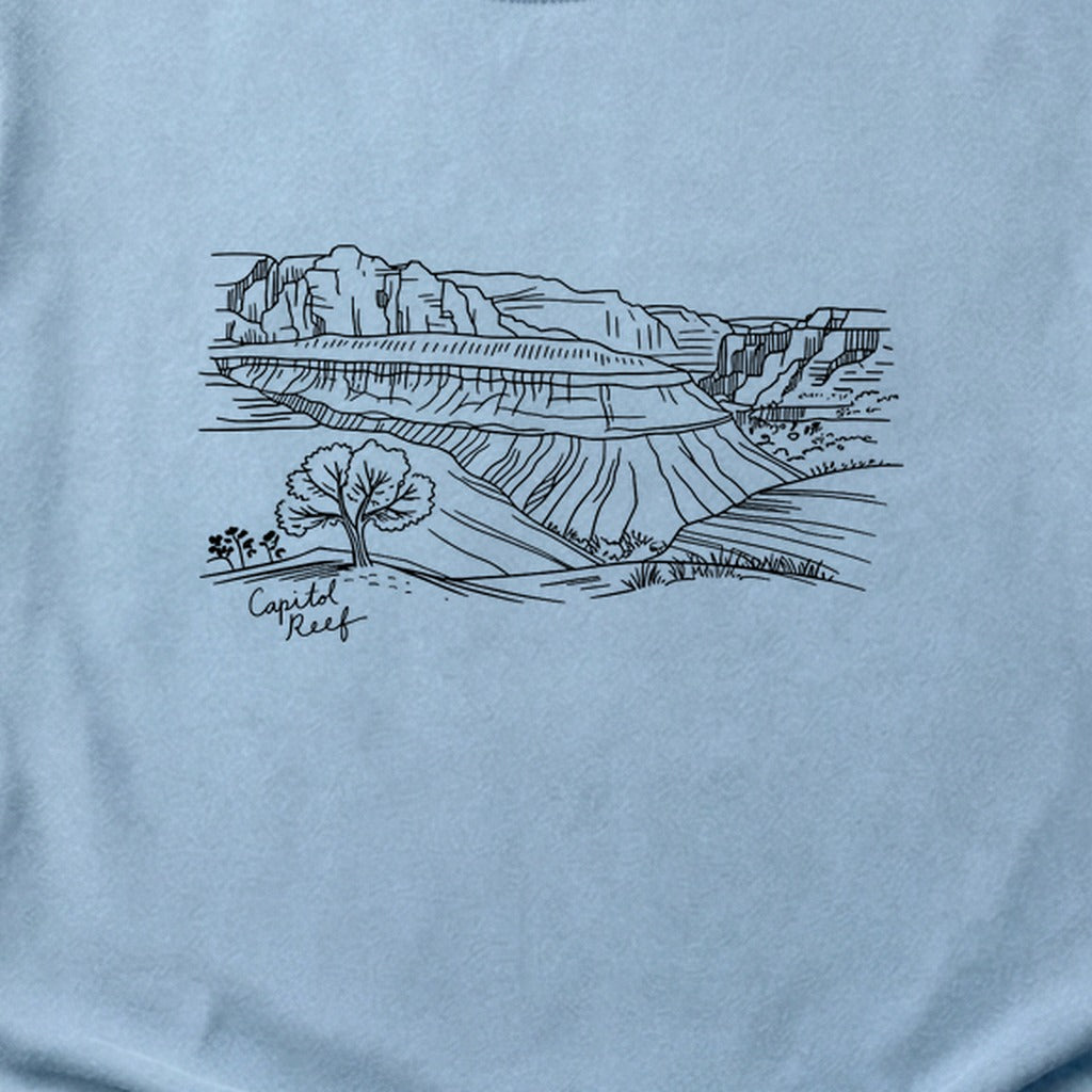Capitol Reef Line Drawing Cotton T-Shirt
