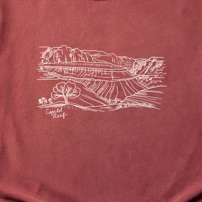 Capitol Reef Line Drawing Cotton T-Shirt
