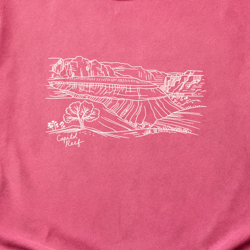 Capitol Reef Line Drawing Cotton T-Shirt