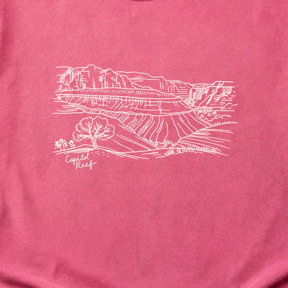 Capitol Reef Line Drawing Cotton T-Shirt