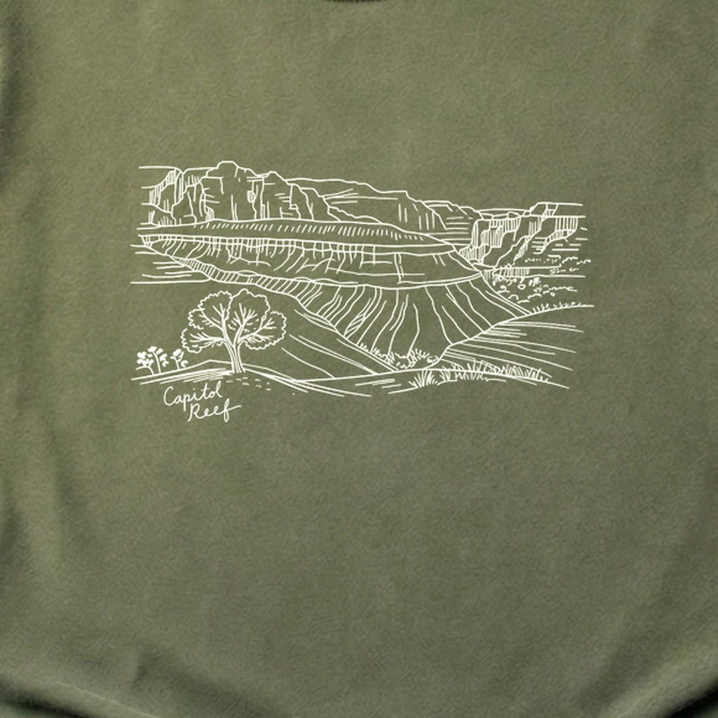 Capitol Reef Line Drawing Cotton T-Shirt