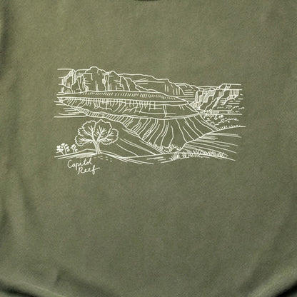 Capitol Reef Line Drawing Cotton T-Shirt