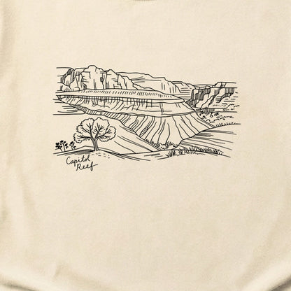 Capitol Reef Line Drawing Cotton T-Shirt