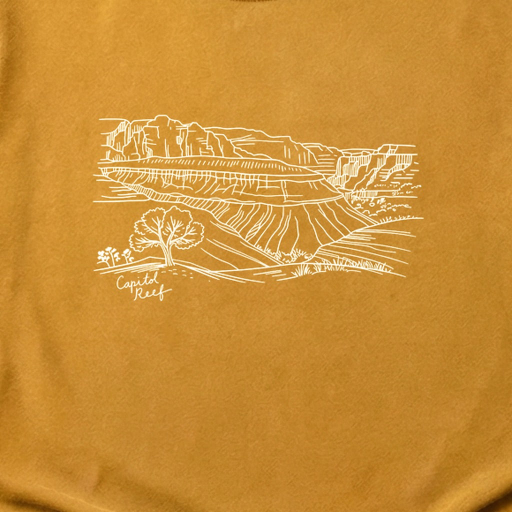 Capitol Reef Line Drawing Cotton T-Shirt