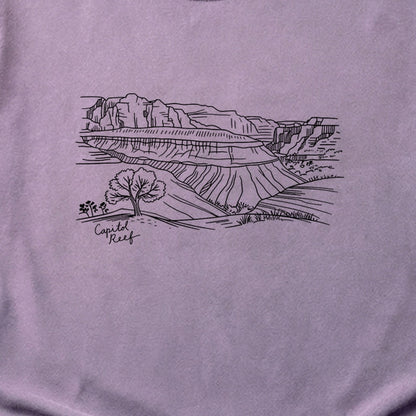 Capitol Reef Line Drawing Cotton T-Shirt