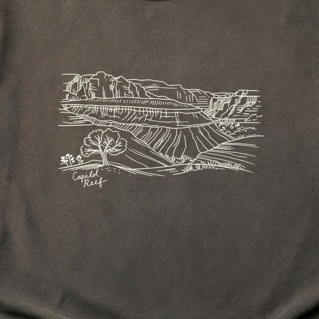 Capitol Reef Line Drawing Cotton T-Shirt