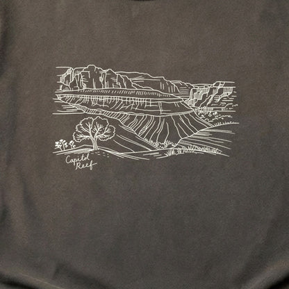 Capitol Reef Line Drawing Cotton T-Shirt