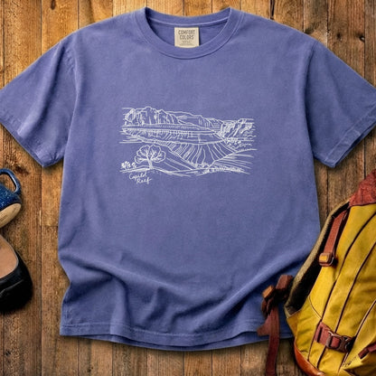 Capitol Reef Line Drawing Cotton T-Shirt