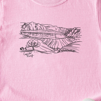 Capitol Reef Line Drawing Kids Cotton T-Shirt
