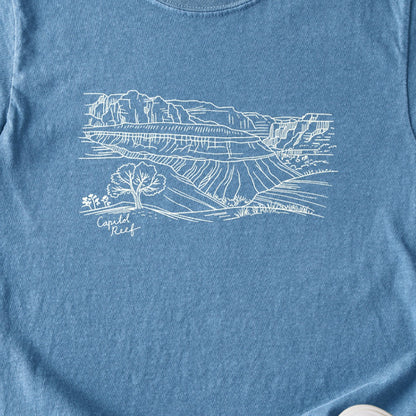 Capitol Reef Line Drawing Kids Cotton T-Shirt