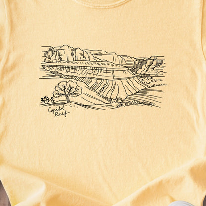Capitol Reef Line Drawing Kids Cotton T-Shirt